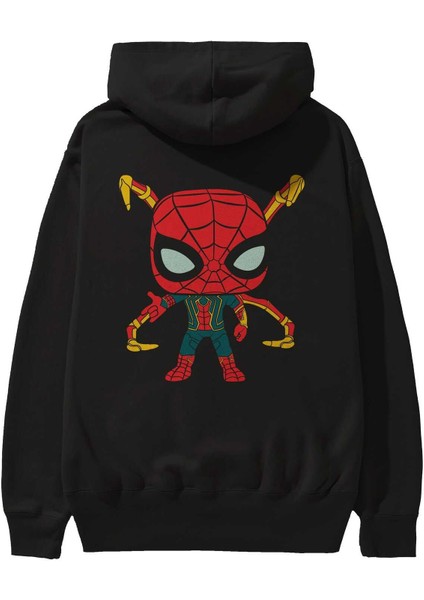 Spiderman (17) Arka Baskılı Siyah Oversize Kapüşonlu Sweatshirt Erkek Kadın fiyatları