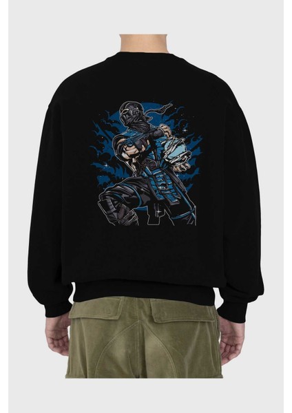 Sub Zero Arka Baskılı Siyah Oversize Sweatshirt Erkek Kadın Bisiklet Yaka fiyatları