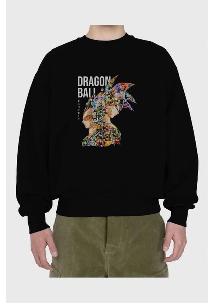 Dragon Ball Art (5) Anime Ön Baskılı Siyah Oversize Sweatshirt Erkek Kadın Bisiklet Yaka fiyatları