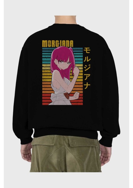 Morgiana 3 Anime Arka Baskılı Siyah Oversize Sweatshirt Erkek Kadın Bisiklet Yaka fiyatları