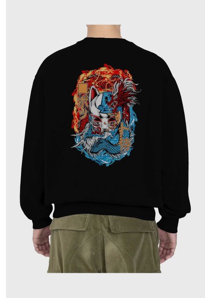 One Pıece (7) Anime Arka Baskılı Siyah Oversize Sweatshirt Erkek Kadın Bisiklet Yaka fiyatları