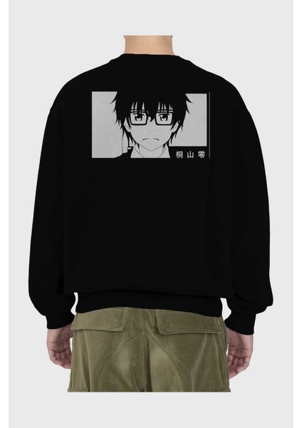 Rei Kiriyama 3 Anime Arka Baskılı Siyah Oversize Sweatshirt Erkek Kadın Bisiklet Yaka fiyatları