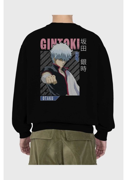 Gintoki Sakata Gıntama 2 Anime Arka Baskılı Siyah Oversize Sweatshirt Erkek Kadın Bisiklet Yaka fiyatları