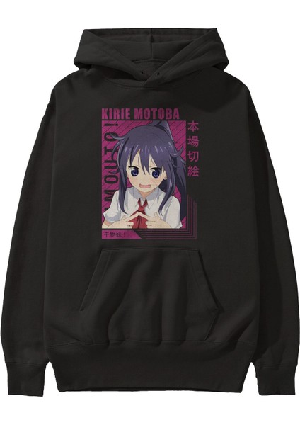 Kirie Motoba 4 Anime Ön Baskılı Siyah Hoodie Oversize Kapüşonlu Sweatshirt Erkek Kadın