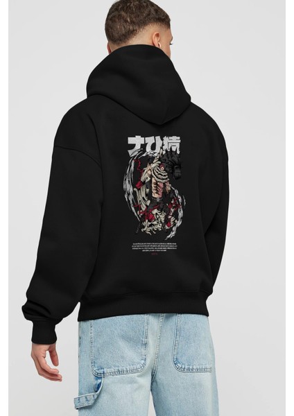 Katakuri Anime Arka Baskılı Siyah Oversize Kapüşonlu Sweatshirt Erkek Kadın fiyatları