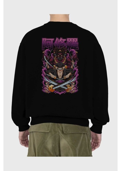 Roronoa Zoro 1 Anime Arka Baskılı Siyah Oversize Sweatshirt Erkek Kadın Bisiklet Yaka fiyatları