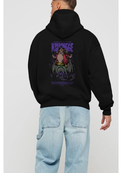 Marshall D. Teach Anime Arka Baskılı Siyah Oversize Kapüşonlu Sweatshirt Erkek Kadın fiyatları