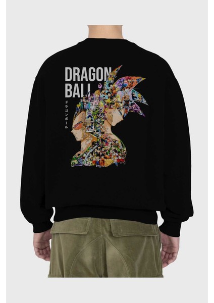 Dragon Ball Art (5) Anime Arka Baskılı Siyah Oversize Sweatshirt Erkek Kadın Bisiklet Yaka fiyatları