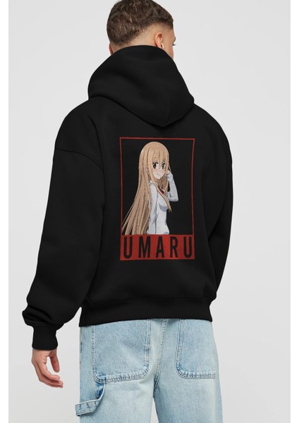 Umaru Doma 2 (2) Anime Arka Baskılı Siyah Oversize Kapüşonlu Sweatshirt Erkek Kadın fiyatları