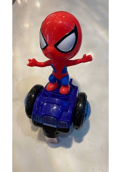 Sesli ve Işıklı Gezen Örümcek Adam Pilli Otomatik Dönen Eğlenceli Spider Man