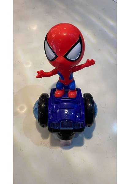 Sesli ve Işıklı Gezen Örümcek Adam Pilli Otomatik Dönen Eğlenceli Spider Man