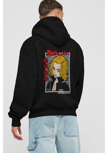 Tokyorev. M Anime Arka Baskılı Siyah Oversize Kapüşonlu Sweatshirt Erkek Kadın fiyatları