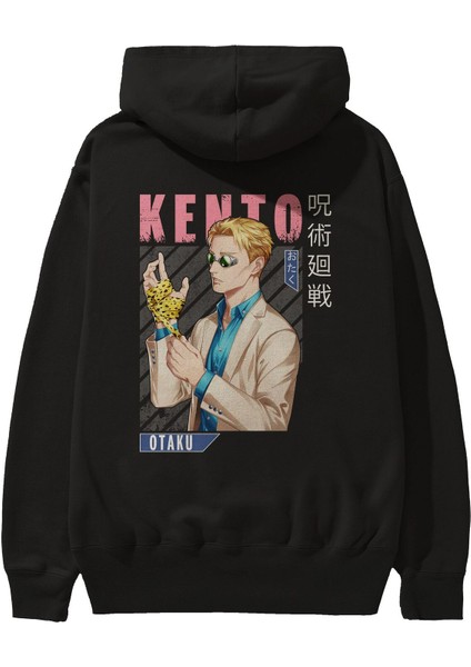Kento Nanami Anime Arka Baskılı Siyah Oversize Kapüşonlu Sweatshirt Erkek Kadın