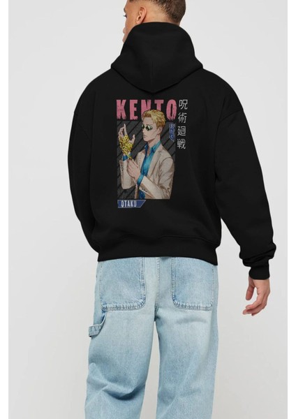 Kento Nanami Anime Arka Baskılı Siyah Oversize Kapüşonlu Sweatshirt Erkek Kadın fiyatları