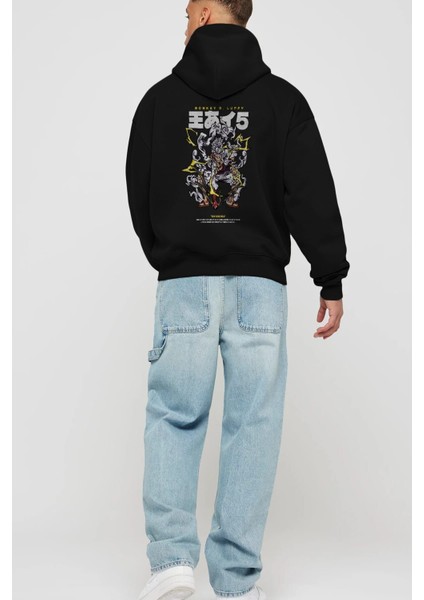 Monkey D. Luffy Gear5 1 Anime Arka Baskılı Siyah Oversize Kapüşonlu Sweatshirt Erkek Kadın fiyatları