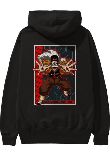 Dragonball Drmakigero Anime Arka Baskılı Siyah Oversize Kapüşonlu Sweatshirt Erkek Kadın