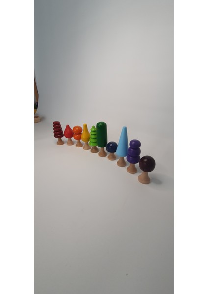 Waldorf Ağaç Seti 10'lu Gökkuşağı Tonları Kırtkırt Ahşap