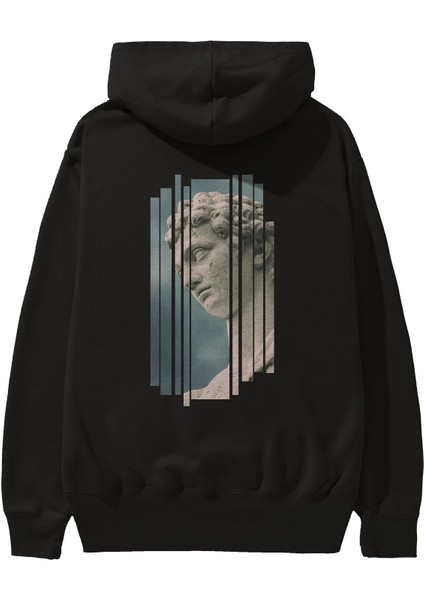 Aesthetic Sculpture Art Arka Baskılı Siyah Oversize Kapüşonlu Sweatshirt Erkek Kadın