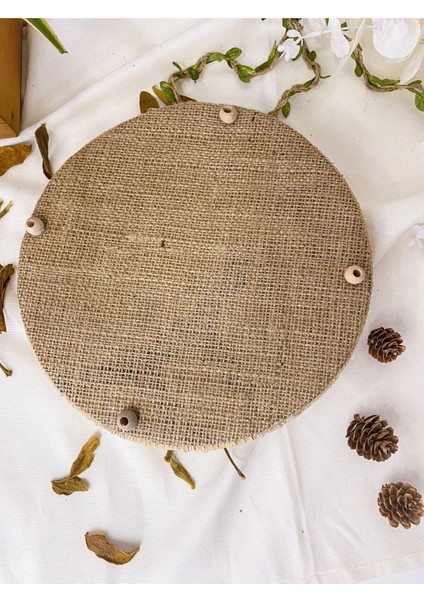 Ahşap Küçük Boncuklu 25 cm Hasır Doğal Rafya/jüt Tepsi, Dekoratif Tepsi, Banyo, Ev, Dekor Tepsi fırsatları