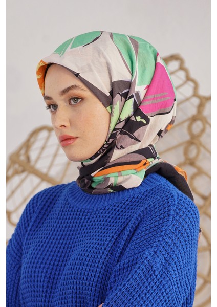Scarf Diamond Eşarp - Diamond Lily Ipeksi Eşarp 4276