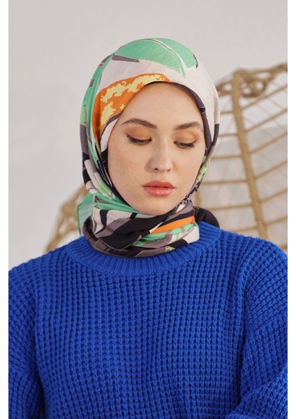 Scarf Diamond Eşarp - Diamond Lily Ipeksi Eşarp 4276