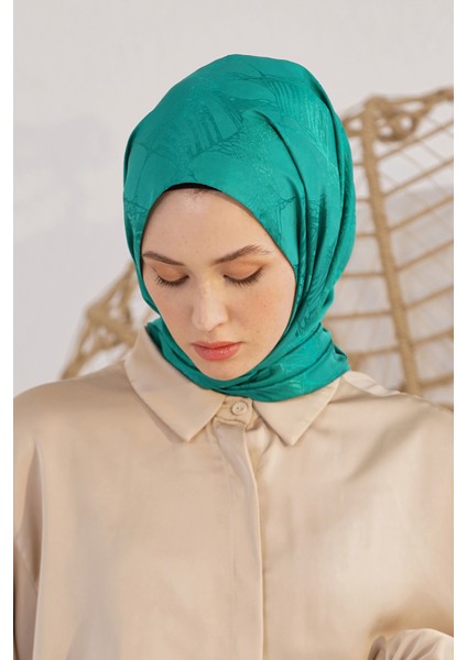 Scarf Jakar Eşarp - Retro Floş Jakar Eşarp 4262