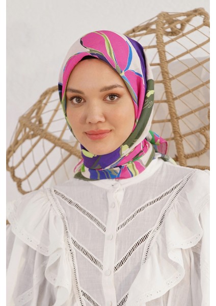 Scarf Diamond Eşarp - Diamond Lily Ipeksi Eşarp 4276