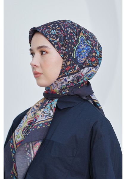Scarf Diamond Eşarp - Diamond Harmony Black Ipeksi Eşarp 4316
