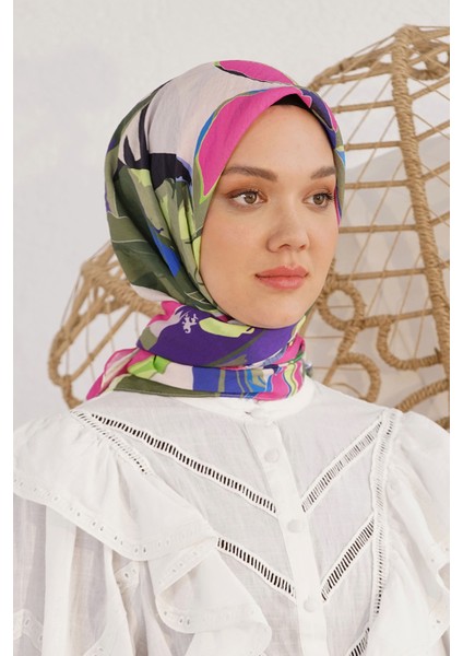 Scarf Diamond Eşarp - Diamond Lily Ipeksi Eşarp 4276