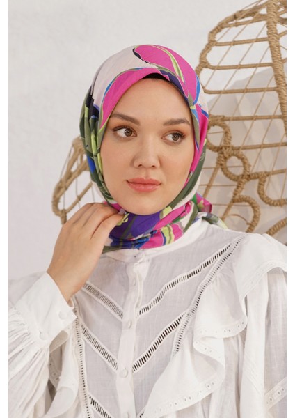 Scarf Diamond Eşarp - Diamond Lily Ipeksi Eşarp 4276