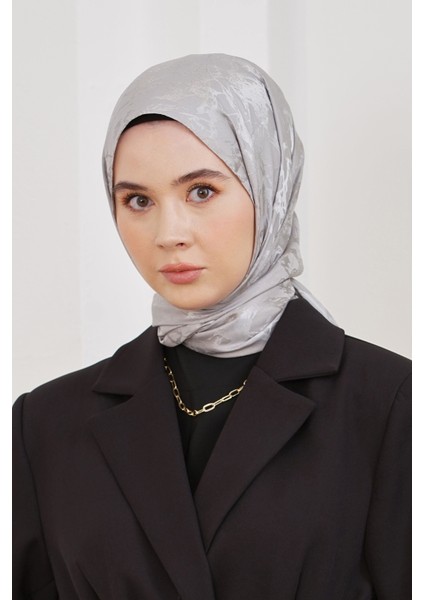 Scarf Jakar Eşarp - Floş Jakar Mermer Eşarp 4258