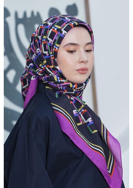 Scarf Diamond Eşarp - Diamond Plaid Ipeksi Eşarp 4296