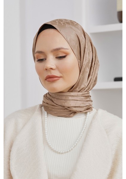 Scarf Jakar Eşarp - Floş Jakar Mermer Eşarp 4258