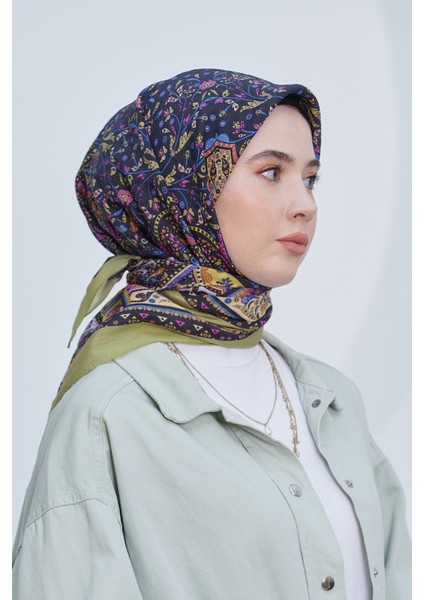 Scarf Diamond Eşarp - Diamond Harmony Black Ipeksi Eşarp 4316