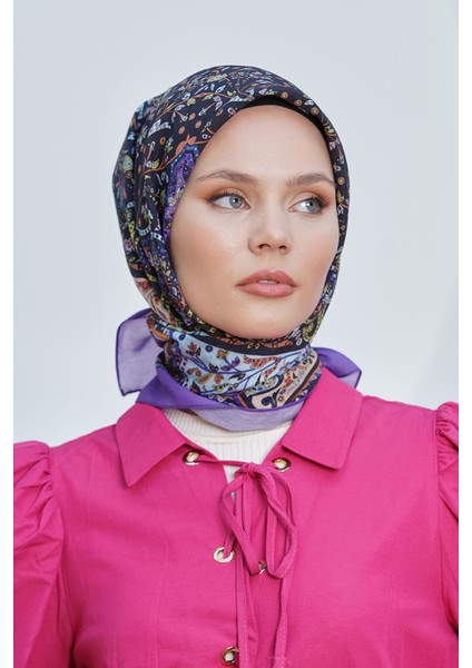 Scarf Diamond Eşarp - Diamond Harmony Black Ipeksi Eşarp 4316