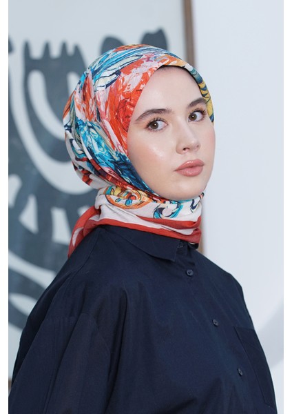 Scarf Diamond Eşarp - Diamond Roza Ipeksi Eşarp 4286