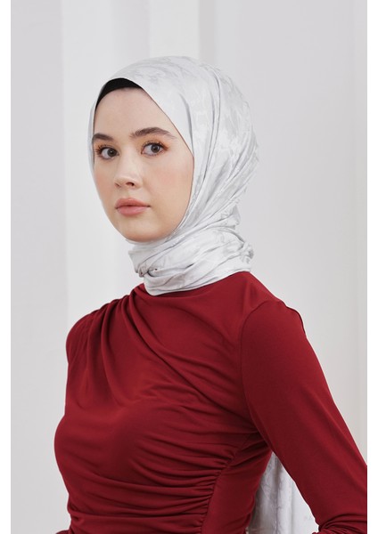 Scarf Jakar Eşarp - Floş Jakar Mermer Eşarp 4258