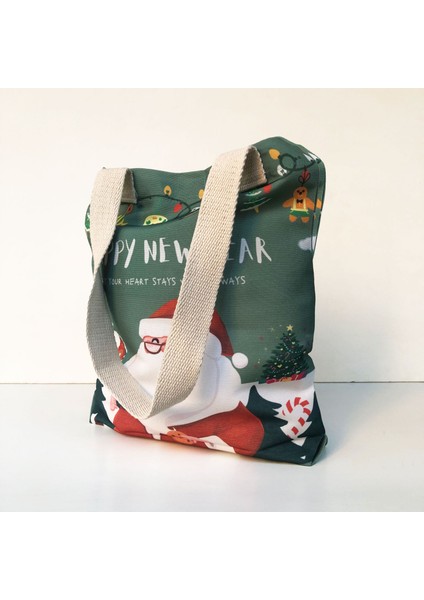 Christmas Tote Çanta- Yılbaşı Çanta- Hediye Çantası-Çevre Dostu-wolo Tekstil