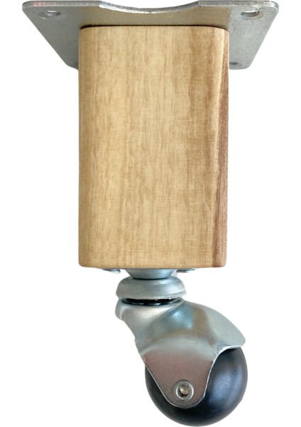 Kale Ahşap Top Tekerli Ayak Mobilya Masa ve Dolap Tekerli Ayağı Frensiz(12CM - 15CM)(CEVİZ)