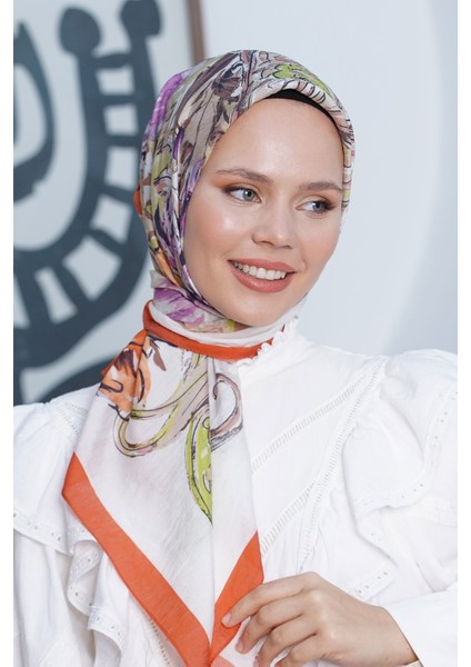 Scarf Diamond Eşarp - Diamond Roza Ipeksi Eşarp 4286