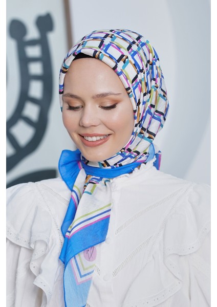 Scarf Diamond Eşarp - Diamond Plaid Ipeksi Eşarp 4296