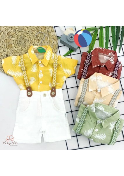 Palmiye Detaylı Askılı 2'li Gömlek Takım fırsatları