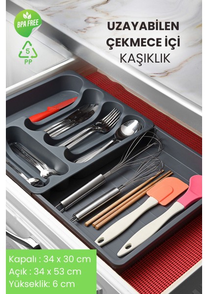 Uzayabilen Ayarlanabilir Pratik Çekmece Içi Kayar Kaşıklık