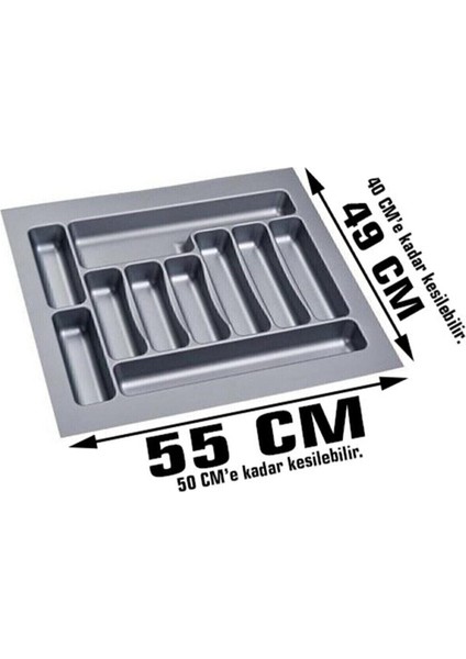 55X49 cm Çekmece Içi Kaşıklık 55 cm Kaşıklık Gri Mutfak Organizer Düzenleyici (48*40 A Kesilebilir)