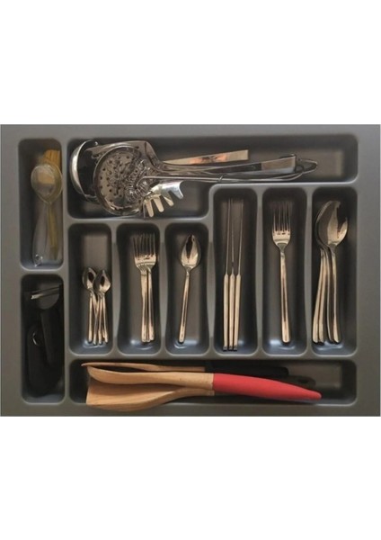 55X49 cm Çekmece Içi Kaşıklık 55 cm Kaşıklık Gri Mutfak Organizer Düzenleyici (48*40 A Kesilebilir)