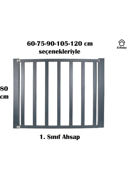 Tekno Trust Ahşap Çocuk Kapısı 75-90 cm Açıklıklar Için Köpek Güvenlik Kapısı Antrasit Merdiven Kapısı