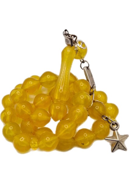 Uçlu Küre Kesim Sarı Renk Toz Kehribar Tesbih modelleri