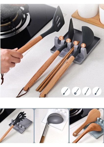 Gri seramik mutfak düzenleyici, tencere kapak ve kaşıklık tutucu 42x49 cm