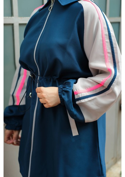 Tesettür Eşofman Takımı Fermuarlı Tunik Pantolon Indigo 448