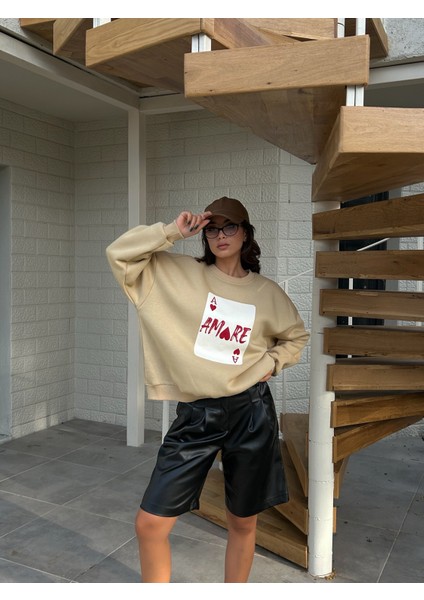 Içi Şardonlu Baskılı Sweatshirt fırsatları